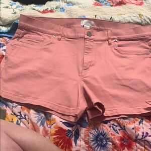 LOFT Pink Jean Shorts with Cuffed Hem